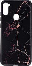 Shop4 - Samsung Galaxy M11 Hoesje - Harde Back Case Marmer Zwart