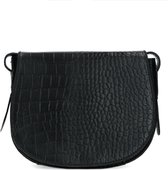 Manfield - Zwarte schoudertas met croco print