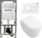 Villeroy en Boch Subway 2.0 compact DirectFlush toiletset met Geberit reservoir en bedieningsplaat softclose met quickrelease wit