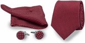 Gents - Set stropd manch poch rood met stip - Maat One size