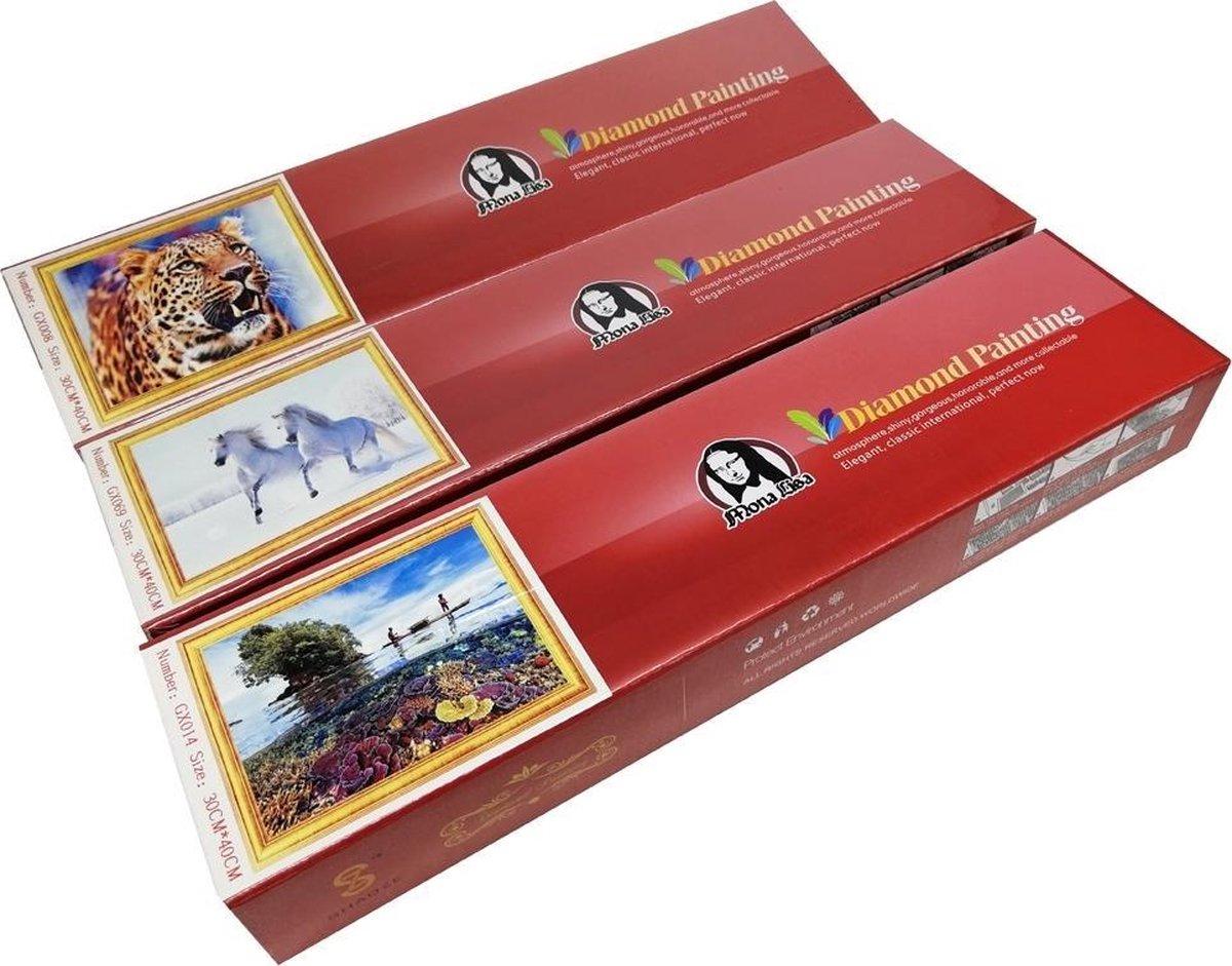 Diamond Painting pakket - De kerstman met een zak cadeaus en dieren in het bos 40x50 cm Diamond Painting pakket - De kerstman met een zak cadeaus en dieren in het bos 40x50 cm