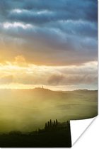 Zonsopgang in Toscane poster papier 120x180 cm - Foto print op Poster (wanddecoratie woonkamer / slaapkamer) XXL / Groot formaat!