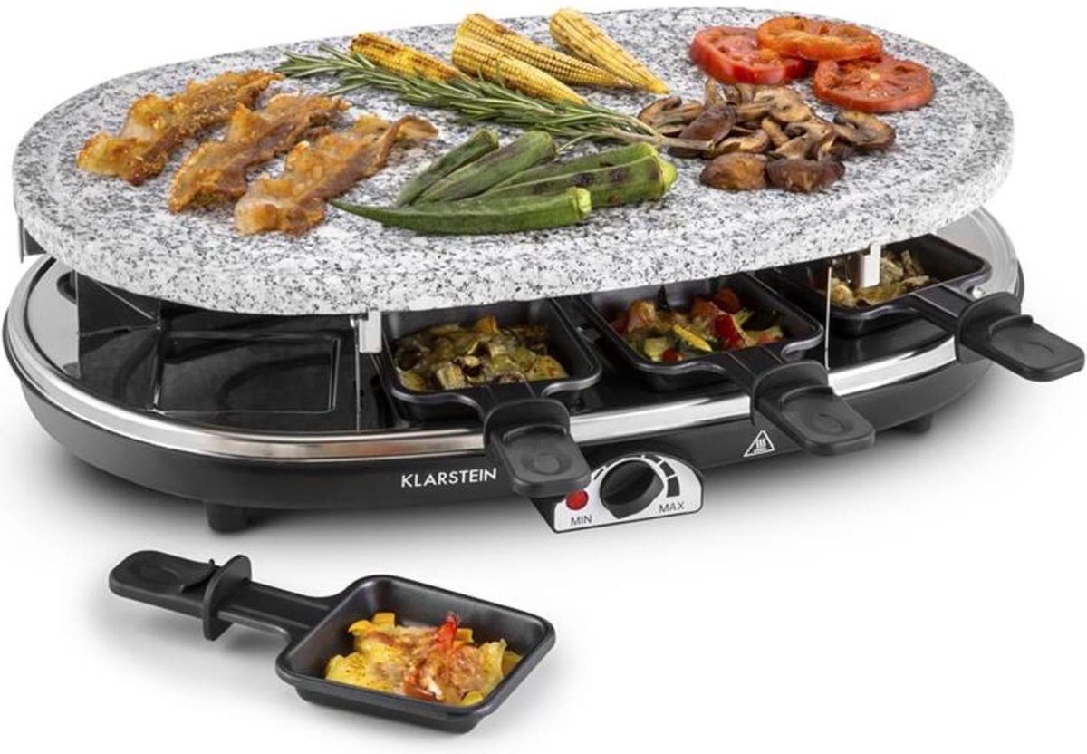 Klarstein 10028449 raclette 8 persoon/personen Zwart, Grijs, Wit