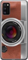 Samsung Galaxy A41 hoesje siliconen - Vintage camera - Soft Case Telefoonhoesje - Print / Illustratie - Bruin