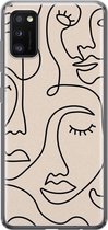 Samsung Galaxy A41 hoesje siliconen - Abstract gezicht lijnen - Soft Case Telefoonhoesje - Print / Illustratie - Beige
