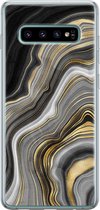 Samsung Galaxy S10 hoesje siliconen - Marble agate - Soft Case Telefoonhoesje - Print / Illustratie - Goud