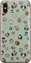 Leuke Telefoonhoesjes - Hoesje geschikt voor iPhone Xs - Luipaard baby leo - Soft case - TPU - Luipaardprint - Blauw