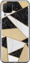 Huawei P40 Lite hoesje - Goud abstract | Huawei P40 Lite  case | Siliconen TPU hoesje | Backcover Transparant