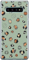 Samsung Galaxy S10 hoesje siliconen - Luipaard baby leo - Soft Case Telefoonhoesje - Luipaardprint - Blauw