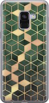 Samsung Galaxy A8 2018 hoesje siliconen - Groen kubus - Soft Case Telefoonhoesje - Print / Illustratie - Groen