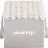relaxdays flowerbox - rozenbox - rozen in doos - 49 kunstbloemen - cadeau - decoratie wit