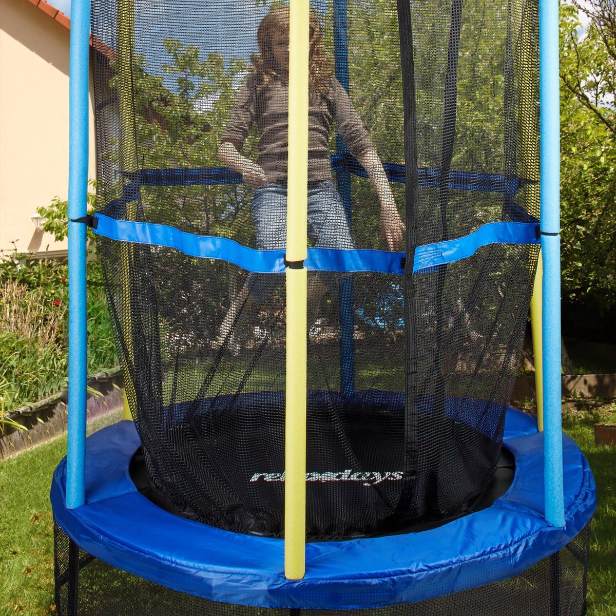 Renderen scherm Veilig Relaxdays trampoline kind met net - vanaf 3 jaar - tuin - outdoor - rond -  voor kinderen | bol.com