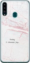 Samsung Galaxy A20s hoesje siliconen - Today I choose joy - Soft Case Telefoonhoesje - Tekst - Grijs