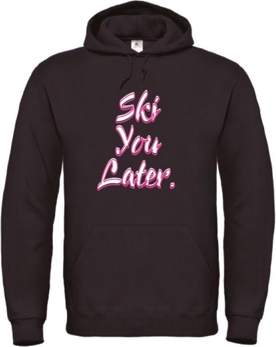 Wintersport hoodie zwart L - Ski you later - soBAD. | Foute apres ski outfit | kleding | verkleedkleren | wintersporttruien | wintersport dames en heren
