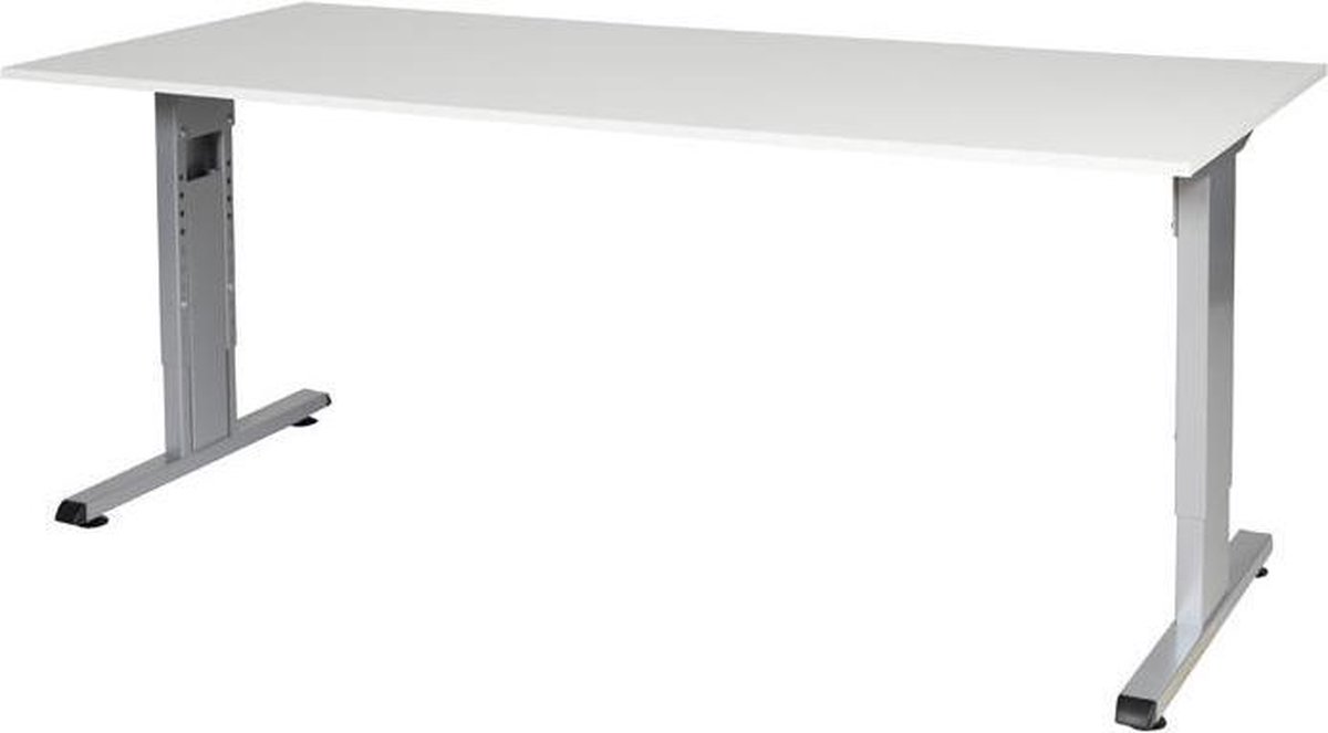 RoomForTheNew Bureau Schiphol Normal-Bureau - Bureautafel - Gaming bureau - Game bureau - Computertafel - Desk - Bureau wit - Verstelbaar bureau - Gaming Desk - Bureau tafel - Bureau verstelbaar--Grijs blad-Aluminium  onderstel- 180x80
