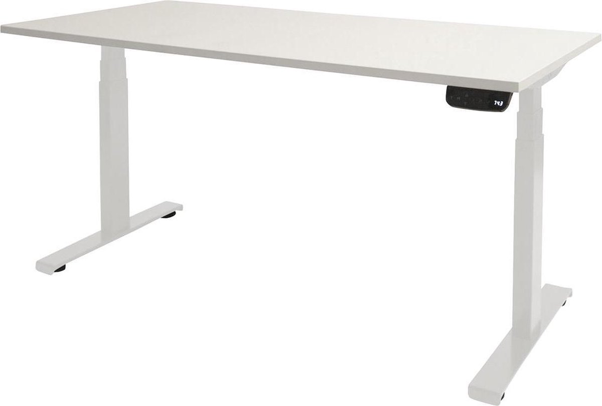 RoomForTheNew Bureau Heathrow plus-Desk - Zit sta Bureau - Zit sta Bureau Elektrisch - Gaming Bureau - Game Bureau - Verstelbaar Bureau - standing Desk--Wit blad-Wit  onderstel- 140x80