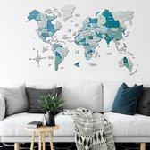 Houten Wereldkaart 3D – Aqua - L (150 x 90 cm)