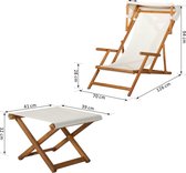 Sunny Standligstoel Riviera met voetensteun en schaduwdoek opvouwbaar hout wit 161 x 72 x 68 cm