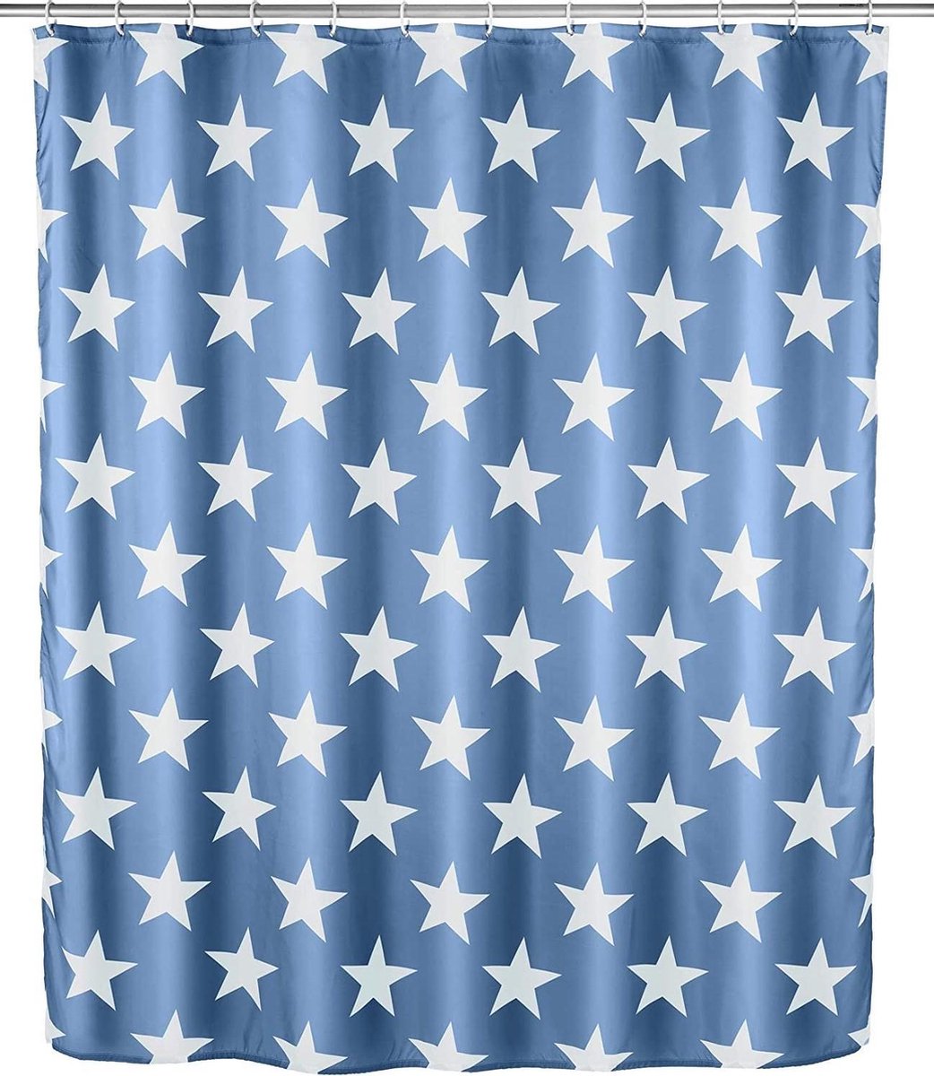 Wenko Douchegordijn Stella 180 X 200 Cm Polyester Blauw/wit