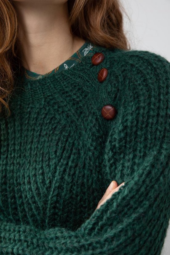Walbusch Grof gebreide trui groen casual uitstraling Mode Sweaters Grof gebreide truien 