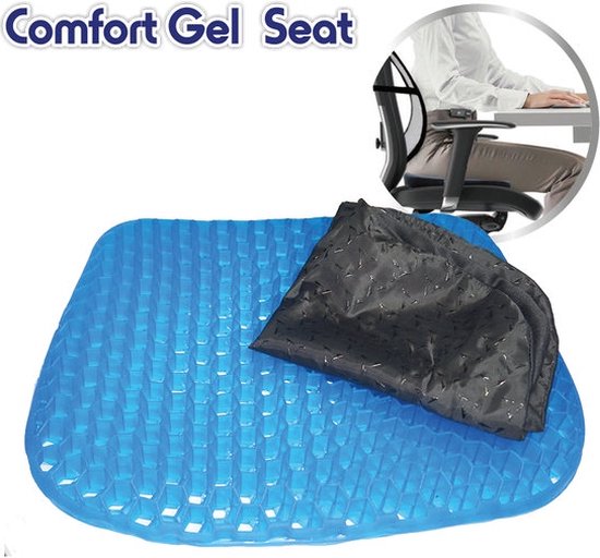 Comfort Gel Pillow Seat Blauw - zitkussen - honingraatstructuur