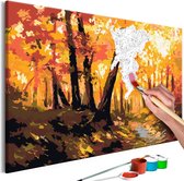 Doe-het-zelf op canvas schilderen - Bos Pad 60x40 ,  Europese kwaliteit, cadeau idee