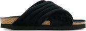 Mace Vrouwen Canvas    Harde zool  Pantoffels / open Sloffen - M1051 - Zwart - Maat 39
