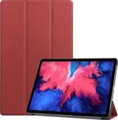 Tablet hoes geschikt voor Lenovo Tab P11 - Tri-Fold Book Case - Cover met Auto/Wake Functie - Donker Rood