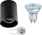 Opbouwspot Set - OSRAM Parathom PAR16 930 36D - Pragmi Luxina Pro - GU10 Fitting - Dimbaar - Opbouw Rond - Mat Zwart - 3.7W - Warm Wit 3000K - Verdiept - Kantelbaar - Ø90mm - BES LED