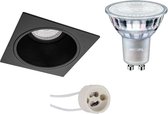 LED Spot Set - Pragmi Minko Pro - GU10 Fitting - Inbouw Vierkant - Mat Zwart - Verdiept - 90mm - Philips - MASTER 927 36D VLE - 4.9W - Warm Wit 2200K-2700K - DimTone Dimbaar - BES LED