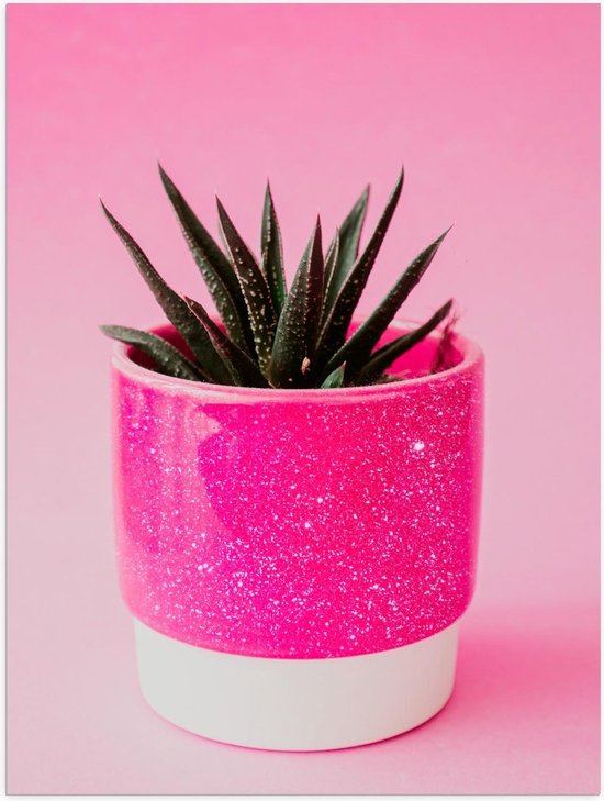 Poster – Neon Roze Plantenpotje - 30x40cm Foto op Posterpapier