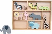 JaBaDaBaDo Shelfs with safari animals - Houten speelgoed - Cadeau speelgoed