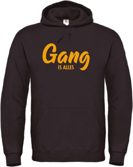 Wintersport hoodie zwart M - Gang is alles - okergeel - soBAD. | Foute apres ski outfit | kleding | verkleedkleren | wintersporttruien | wintersport dames en heren