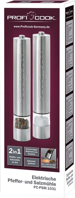 Profi Cook PC-PSM 1031 Moulin à sel, moulin à poivre acier inoxydable 2 pc(s)