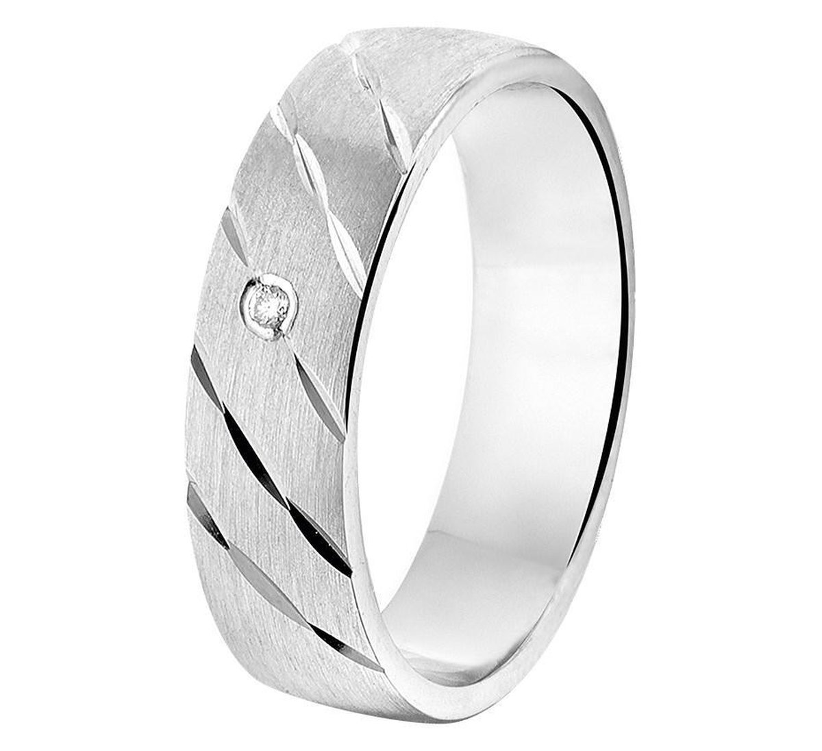 Gerhodineerd Zilver Ring A307 - 5 Mm 0.02Ct H Si 1315573
