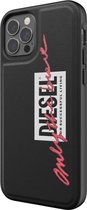 iPhone 12/12 Pro Backcase hoesje - Diesel - Effen Zwart - Kunstleer