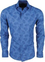 DiNero Milano - Heren Overhemd - Slim Fit - Palmblad - Blauw