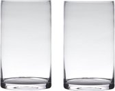 Set van 2x stuks transparante home-basics Cylinder vorm vaas/vazen van glas 40 x 15 cm - Bloemen/takken/boeketten vaas voor binnen gebruik