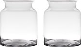 Set van 2x stuks transparante luxe stijlvolle vaas/vazen van glas 27 x 22 cm - Bloemen/boeketten vaas voor binnen gebruik