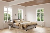 Beddenleeuw Boxspring Bed Isabella - 90x210 - Incl. Hoofdbord + Matras - Lederlook Taupe (Skai)