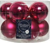 10x Bessen roze glazen kerstballen 6 cm - glans en mat - Glans/glanzende - Kerstboomversiering bessen roze