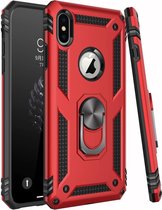 Anti-Shock Hybrid Ring Armor Hoesje - rood Geschikt voor: iPhone X / XS