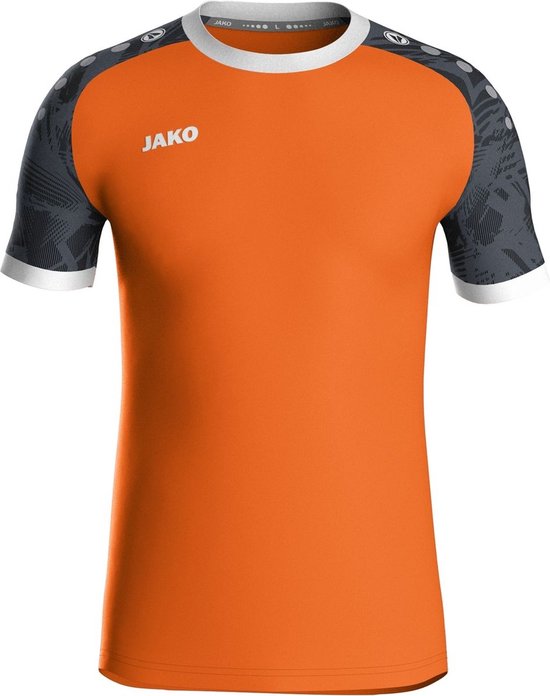 Jako Iconic Shirt Korte Mouw Kinderen - Fluo Oranje / Zwart | Maat: 152