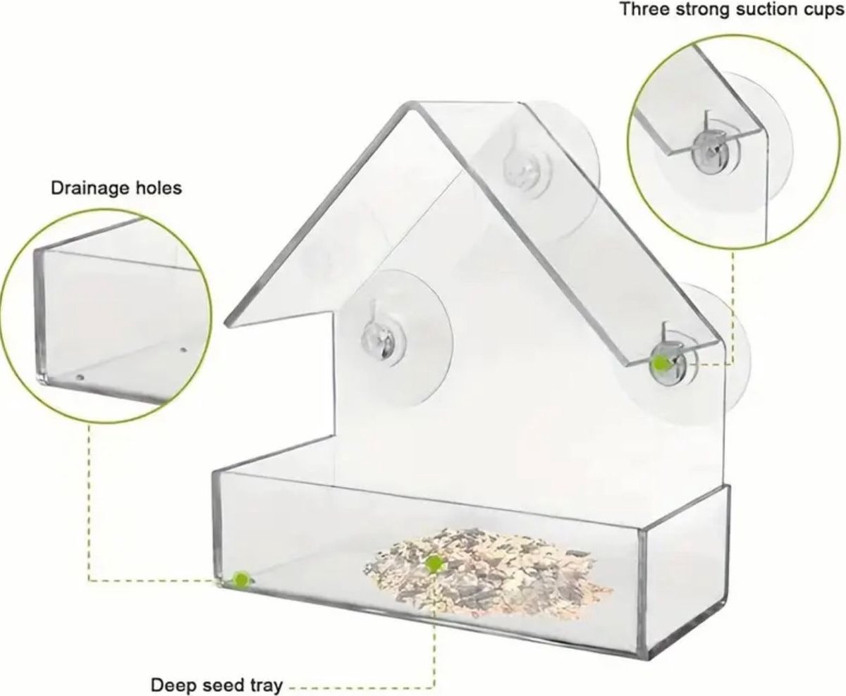 Esschert Design Raam vogelvoederhuisje met zuignapjes
