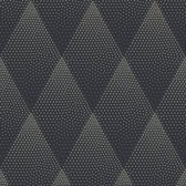 Grafisch behang Profhome 374193-GU vliesbehang glad met ruitvormig patroon glinsterend goud zwart 5,33 m2