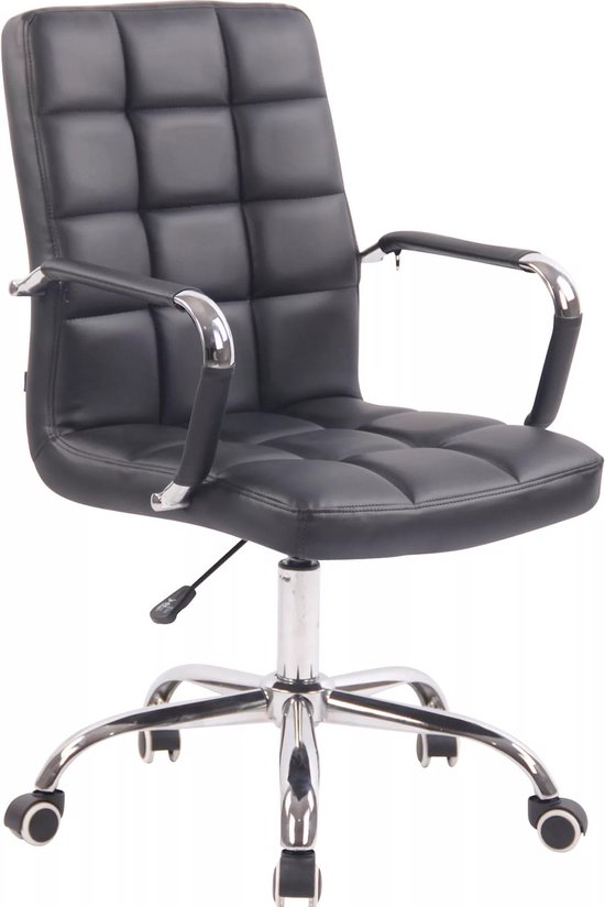 In And OutdoorMatch Savino Bureaustoel Trent - Zwart - Op wielen - Kunstleer - Voor volwassenen - Ergonomische bureaustoel - In hoogte verstelbaar 45-55cm
