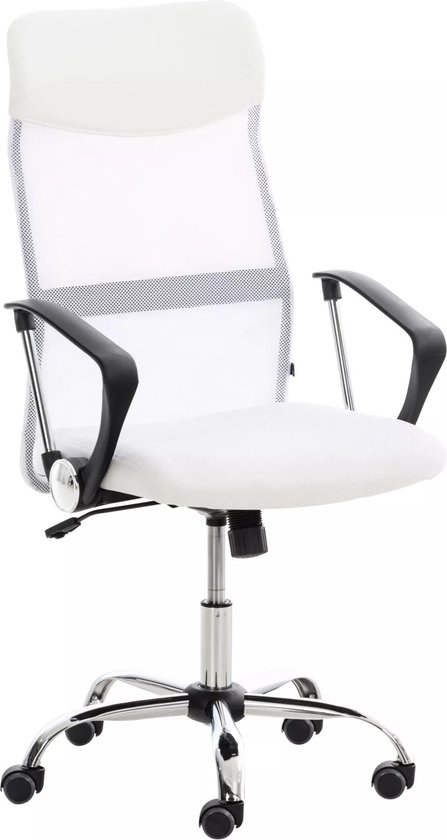 In And OutdoorMatch Premium Bureaustoel Rosario Karen - netstof bekleding - Wit - Op wielen - Ergonomische bureaustoel - Voor volwassenen - In hoogte verstelbaar
