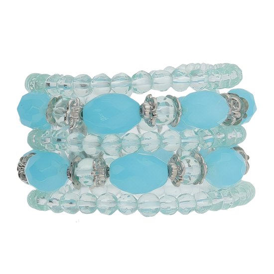 Behave - Bracelet - 5 rangs de bracelet perlé avec perles de verre à facettes bleues