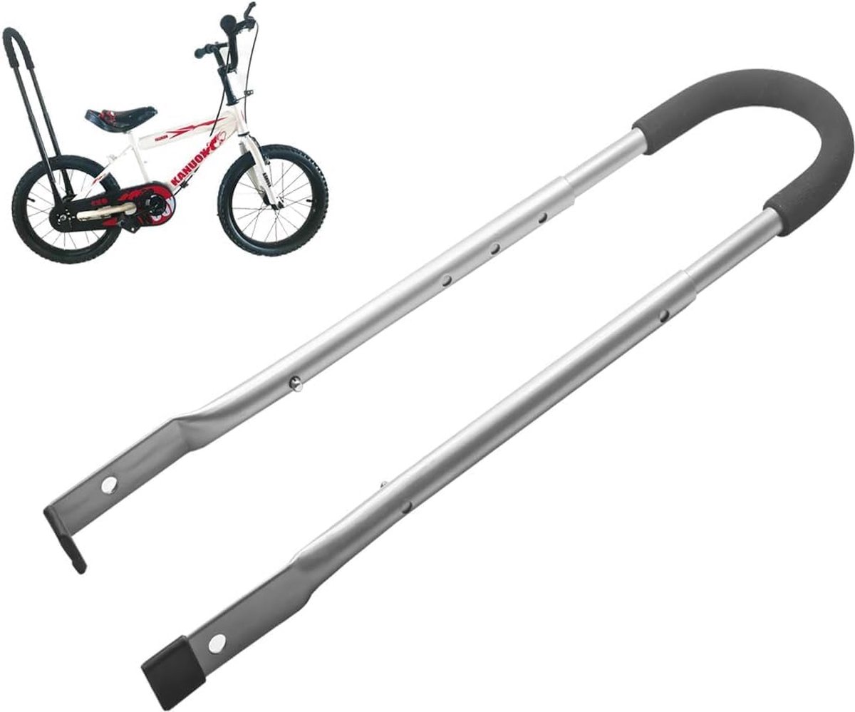 Kinderfiets duwstang en fietsen, leerhulp, universele push-bar (grijs)