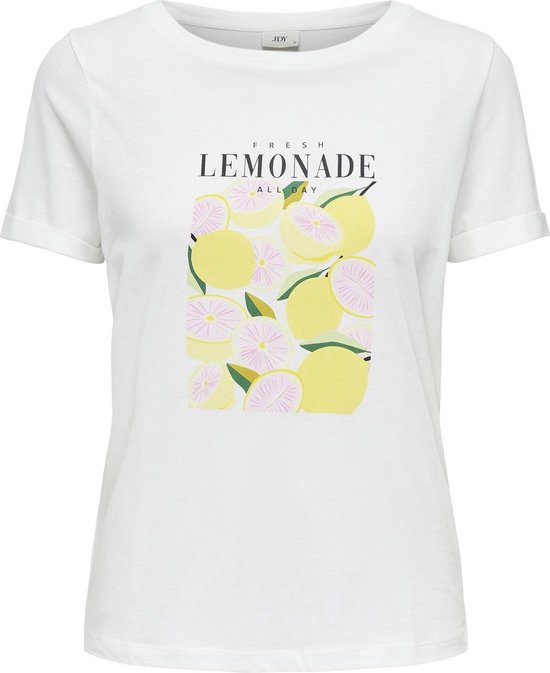 Jacqueline de Yong T-shirt Jdykitty S/s Print Top Jrs 15318845 Cloud Dancer/lemon Box Dames Maat - M